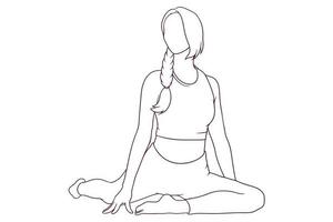 jong vrouw aan het doen yoga houding hand- getrokken stijl vector illustratie