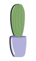 vector tekening illustratie. groen cactus in Purper pot geïsoleerd Aan wit achtergrond. tekenfilm vlak stijl. voor decoratie, stickers.