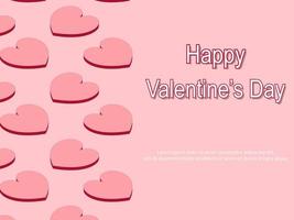 Valentijnsdag dag concept achtergrond. isometrische roze harten met kader. uitverkoop banier of groet kaart. vlak ontwerp vector illustratie