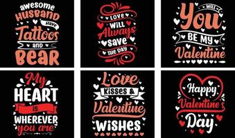 Valentijnsdag dag t-shirt ontwerp bundel. Valentijnsdag dag vector grafiek. Valentijnsdag dag typografie t overhemd ontwerp