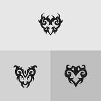 zwart hart tribal tatoeëren logo vector