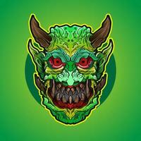 boos monster hoofd vector ontwerp van Japans demon oni masker monster illustratie