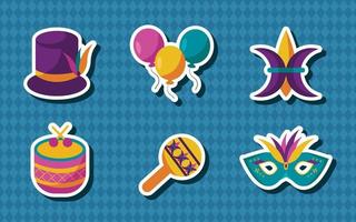 mardi gras carnaval sticker vector