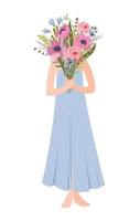 geïsoleerd illustratie van een vrouw met bloemen. concept voor Internationale vrouwen dag en andere gebruik vector