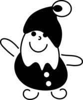 gnoom krabbel2. schattig single gnoom karakter. tekenfilm wit en zwart vector illustratie.