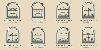 reeks terras cafe lijn kunst logo minimalistische icoon en symbool, met embleem vector illustratie ontwerp