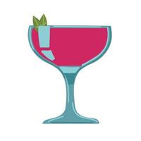 Valentijn s dag cocktail met aardbeien. glas icoon. vector illustratie.