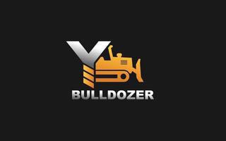 y logo bulldozer voor bouw bedrijf. zwaar uitrusting sjabloon vector illustratie voor uw merk.