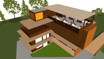 3d illustratie van gebouw project vector