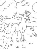 paard kleur Pagina's voor kinderen - kleur boek vector