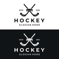 ijs hockey sport insigne sjabloon met hockey bal en stok.voor club, toernooi, embleem, kampioenschap en bedrijf. vector