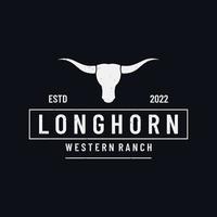 Longhorn stier, koe en buffel wijnoogst logo sjabloon. voor insignes, restaurant, bedrijf. vector