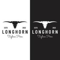 Longhorn stier, koe en buffel wijnoogst logo sjabloon. voor insignes, restaurant, bedrijf. vector