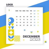 december maand, briefpapier, afdrukken, poster in blauw en geel kleuren, minimalistische sjabloon voor uw bedrijf vector