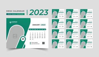 bureau kalender 2023 sjabloon ontwerp, creatief bureau kalender, tafel kalender 2023 vector