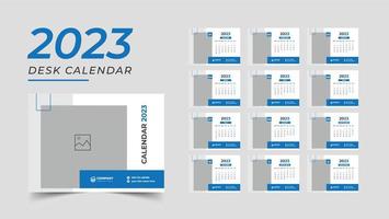 reeks bureau kalender 2023 sjabloon creatief ontwerp, 12 maanden inbegrepen, zakelijke bureau kalender vector