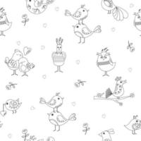 naadloos patroon schets van tekenfilm vogels. vector