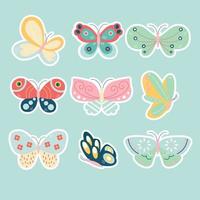 verzameling van verschillend vlinder stickers in pastel kleuren. vector