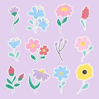 verzameling van stickers van lente, zomer bloemen. vector