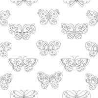 naadloos patroon schets van verschillend vlinders vector