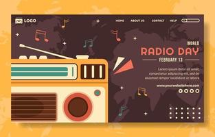 wereld radio dag sociaal media landen bladzijde tekenfilm hand- getrokken achtergrond Sjablonen illustratie vector