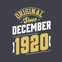 klassiek sinds december 1920. geboren in december 1920 retro wijnoogst verjaardag vector