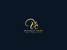 uniek vc logo brief, schoonschrift vc brief logo icoon voor bedrijf vector