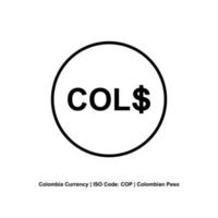 Colombia valuta symbool, Colombiaanse peso icoon, politieagent teken. vector illustratie