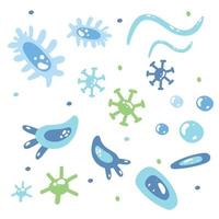 abstract bacterie of cel elementen set. tekenfilm kinderjaren vector illustratie