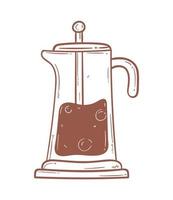 koffie druk op in theepot tekening vector