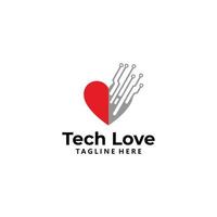 tech liefde logo icoon vector geïsoleerd