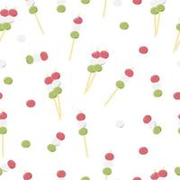 Hanami dango stokjes en kleurrijk broodjes naadloos patroon. Japans drie kleur mitarashi zoet knoedels oppervlakte ontwerp. Aziatisch toetje bocchan hand- getrokken vlak vector illustratie geïsoleerd Aan wit