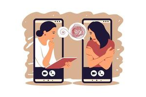 psycholoog online. psychotherapie oefening, helpen psychiater. concept van ondersteuning en steun voor mensen onder spanning en depressie over- online Diensten. vector illustratie.