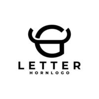 brief g met toeter logo. brief met stier toeter logo vector sjabloon.
