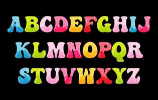 tekenfilm pret stijl alfabet ontwerp set, kleurrijk alfabet set, grappig alfabet, schattig alfabet, brief vector