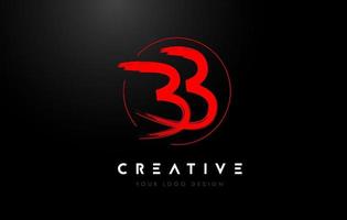 rood bb borstel brief logo ontwerp. artistiek handgeschreven brieven logo concept. vector