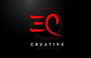 rood ec borstel brief logo ontwerp. artistiek handgeschreven brieven logo concept. vector