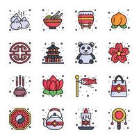 Chinese nieuw jaar en cultuur pictogrammen reeks in modern ontwerp stijl, gemakkelijk naar gebruik en bewerkbare vectoren