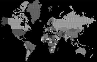 Vector gestippelde grijs schaal wereldkaart