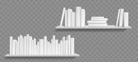 boeken Aan plank realistisch mockup geïsoleerd boekenplank vector