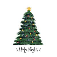 Holy Night Christmas Tree Vector