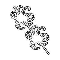 Octopus Aan een stok tekening. Aziatisch straat voedsel in schetsen stijl. hand- getrokken vector illustratie geïsoleerd Aan wit achtergrond