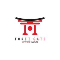 torii poort Japans traditioneel cultuur gemakkelijk logo illustratie icoon met esthetisch minimalistische vector concept