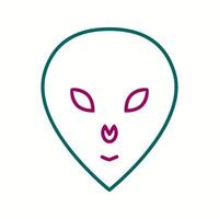 uniek buitenaards wezen gezicht vector lijn icoon