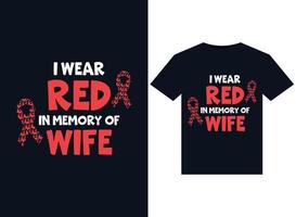 ik slijtage rood in geheugen van vrouw illustraties voor drukklare t-shirts ontwerp vector