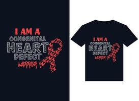 ik ben een aangeboren hart defect krijger illustraties voor drukklare t-shirts ontwerp vector