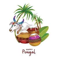 gelukkig pongal festival kaart achtergrond vector