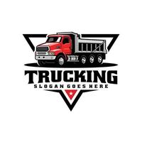 dump vrachtauto en dump vrachtvervoer bedrijf logo vector