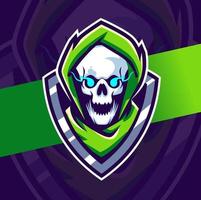 schedel gamer mascotte esport logo ontwerp karakter voor gaming en sport vector