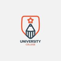 Universiteit embleem logo met potlood en ster. vector